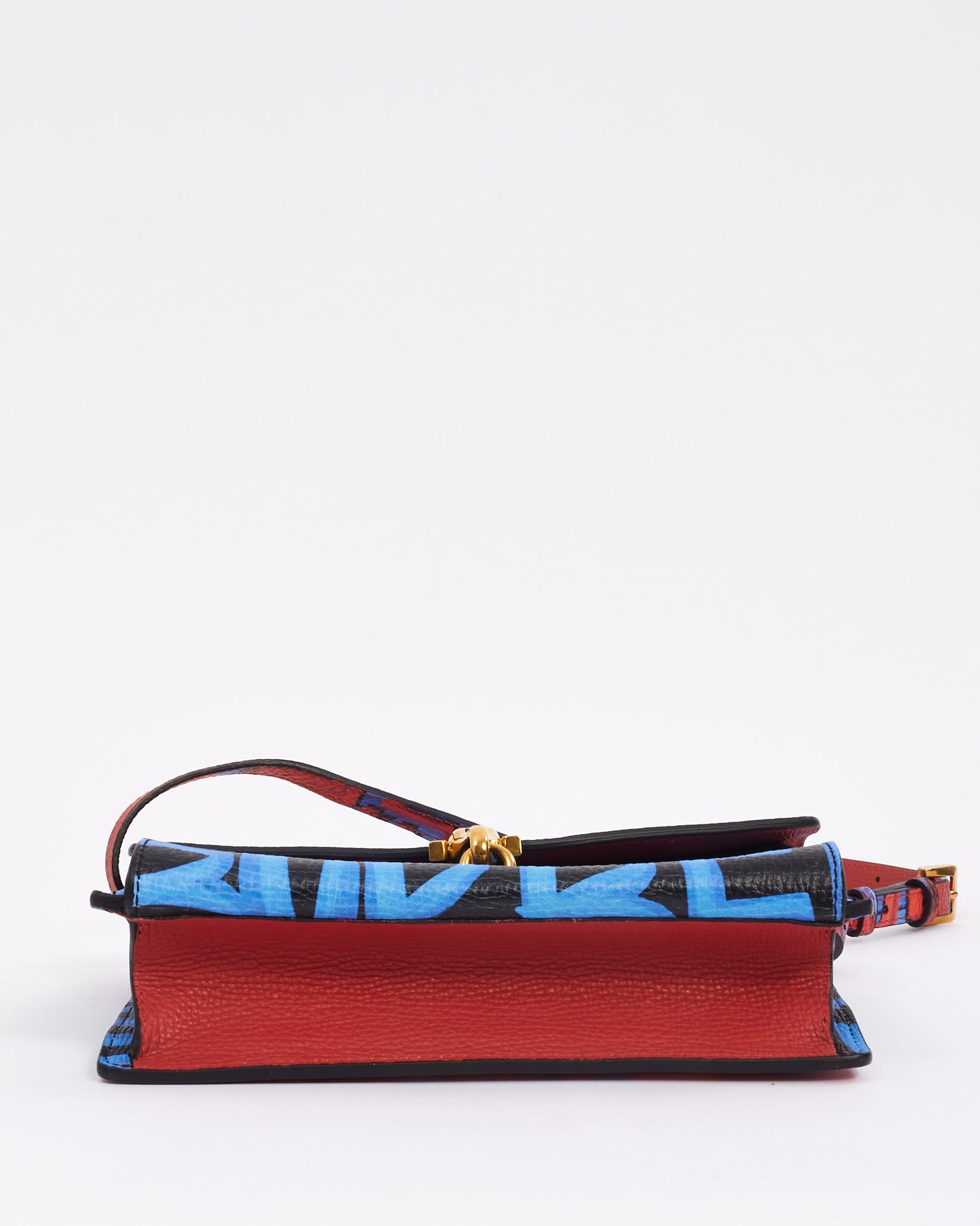 Burberry Blue/Red Leather Macken Graffiti Crossbody Bag