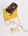 Fendi Brown Canvas Zucca Print Nano Baguette Charm with Chain