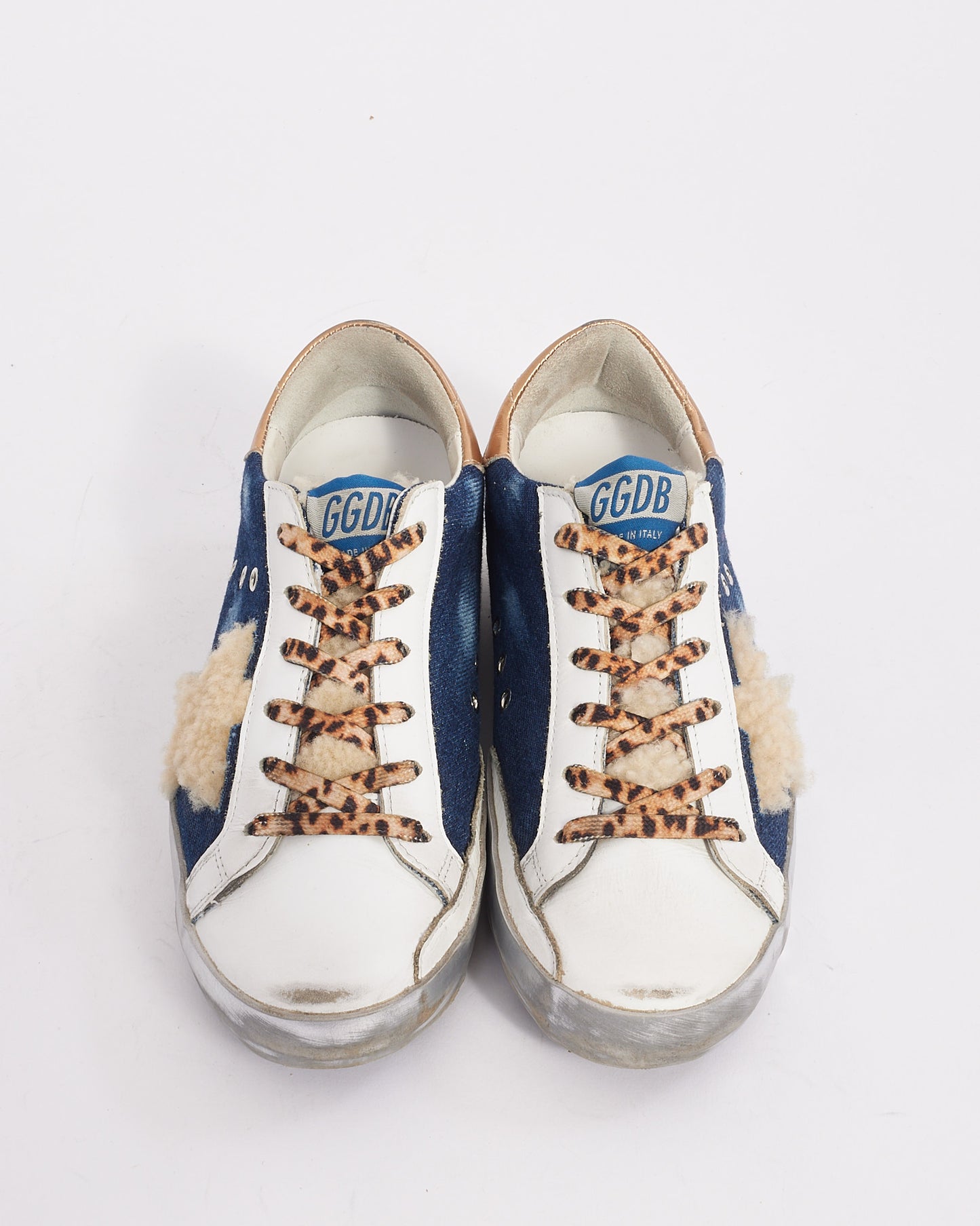 Golden Goose Denim and Leather Shearling Super Star Sneakers - 36