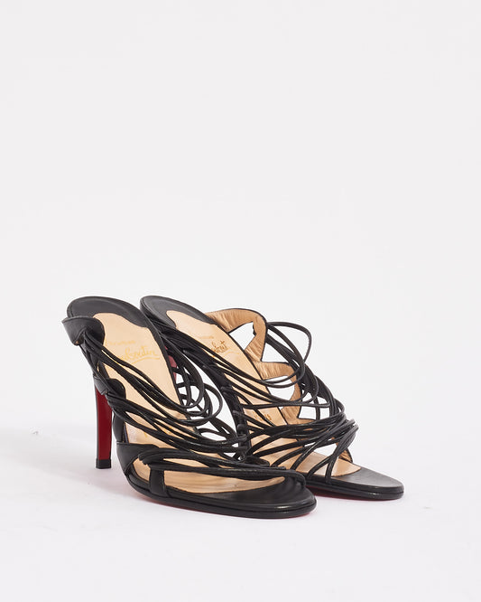 Christian Louboutin Black Leather Strappy Heeled Sandals - 36