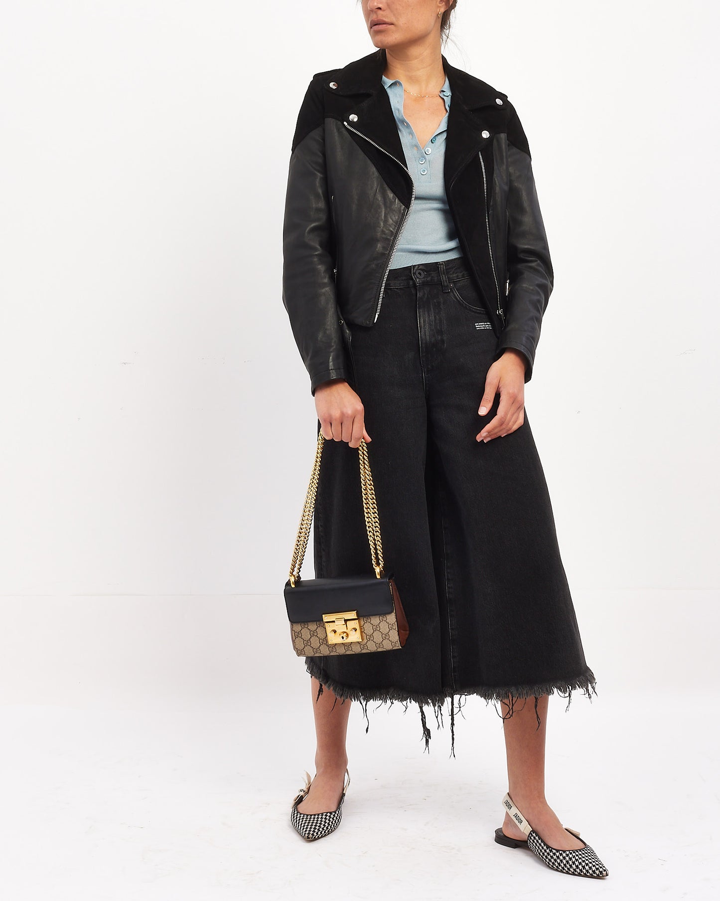 Gucci Noir/Beige GG Supreme Canvas Petit sac à bandoulière GG Padlock