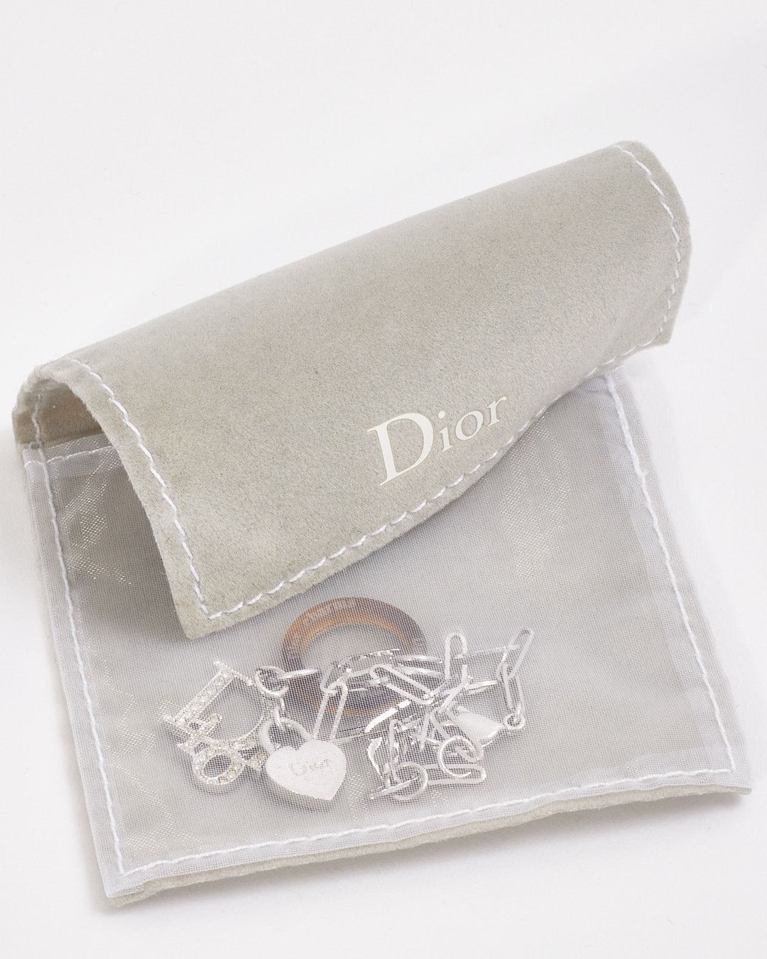 Bracelet à logo en cristal à chaîne à maillons argentés Dior