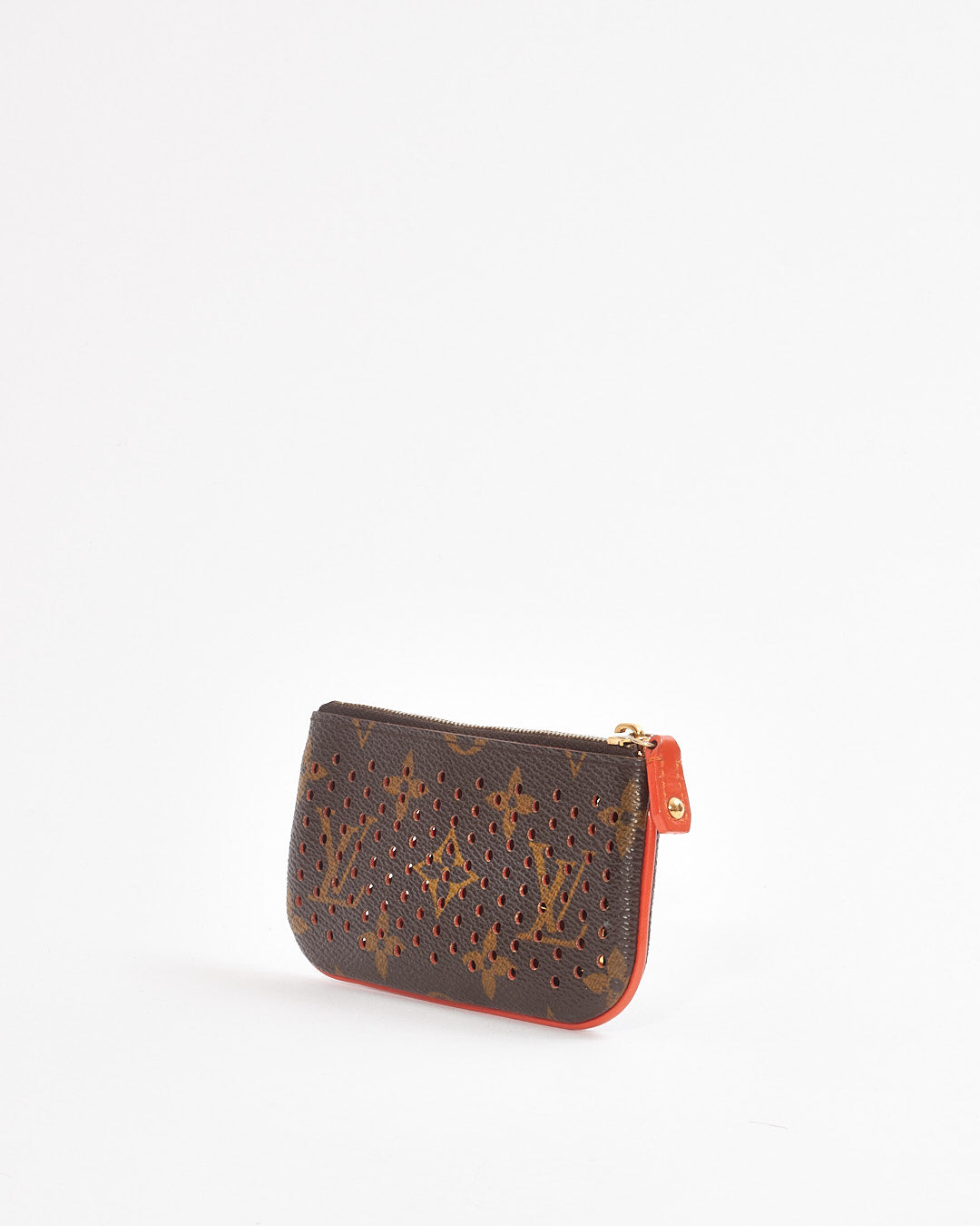Pochette à clés perforée en toile monogram orange Louis Vuitton
