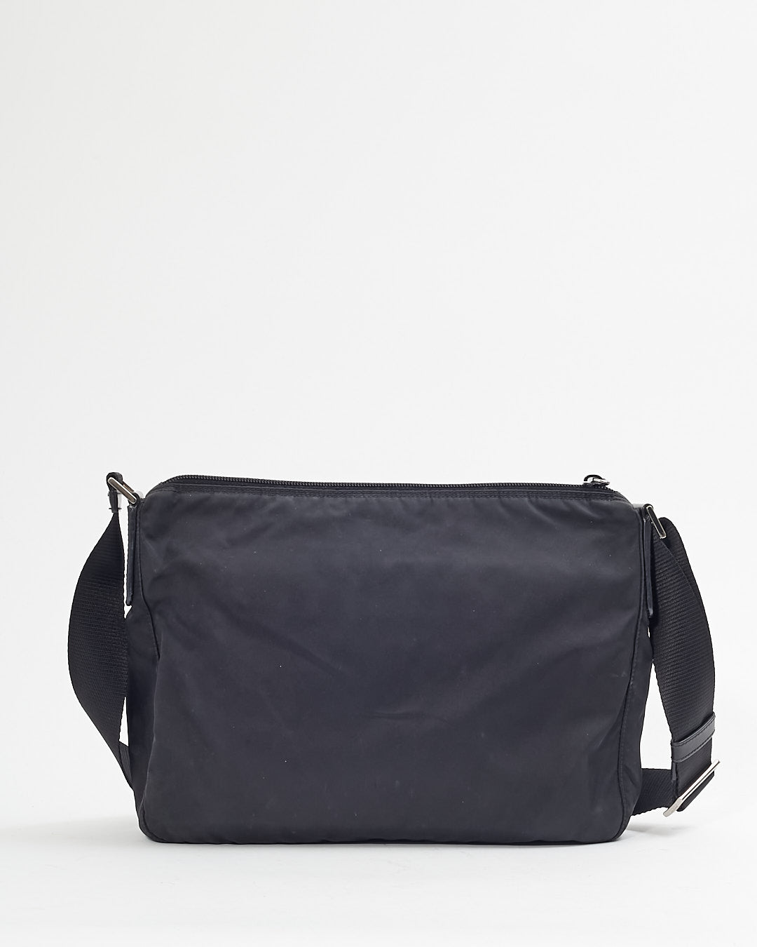 Prada Black Nylon Tessuto Messenger 2 ZIp Pocket Bag