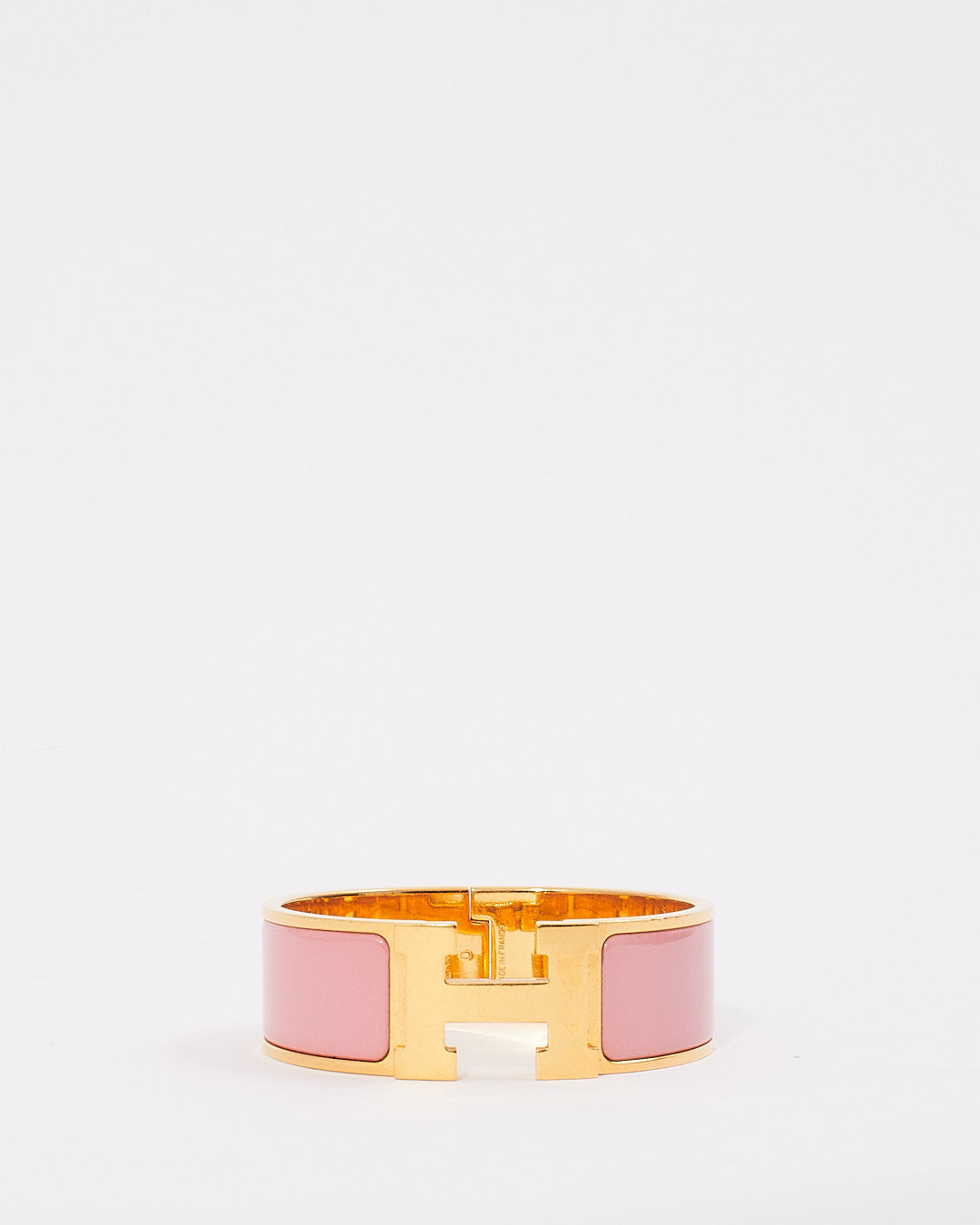 Hermes Gold Tone H Clic Clac Wide Bracelet
