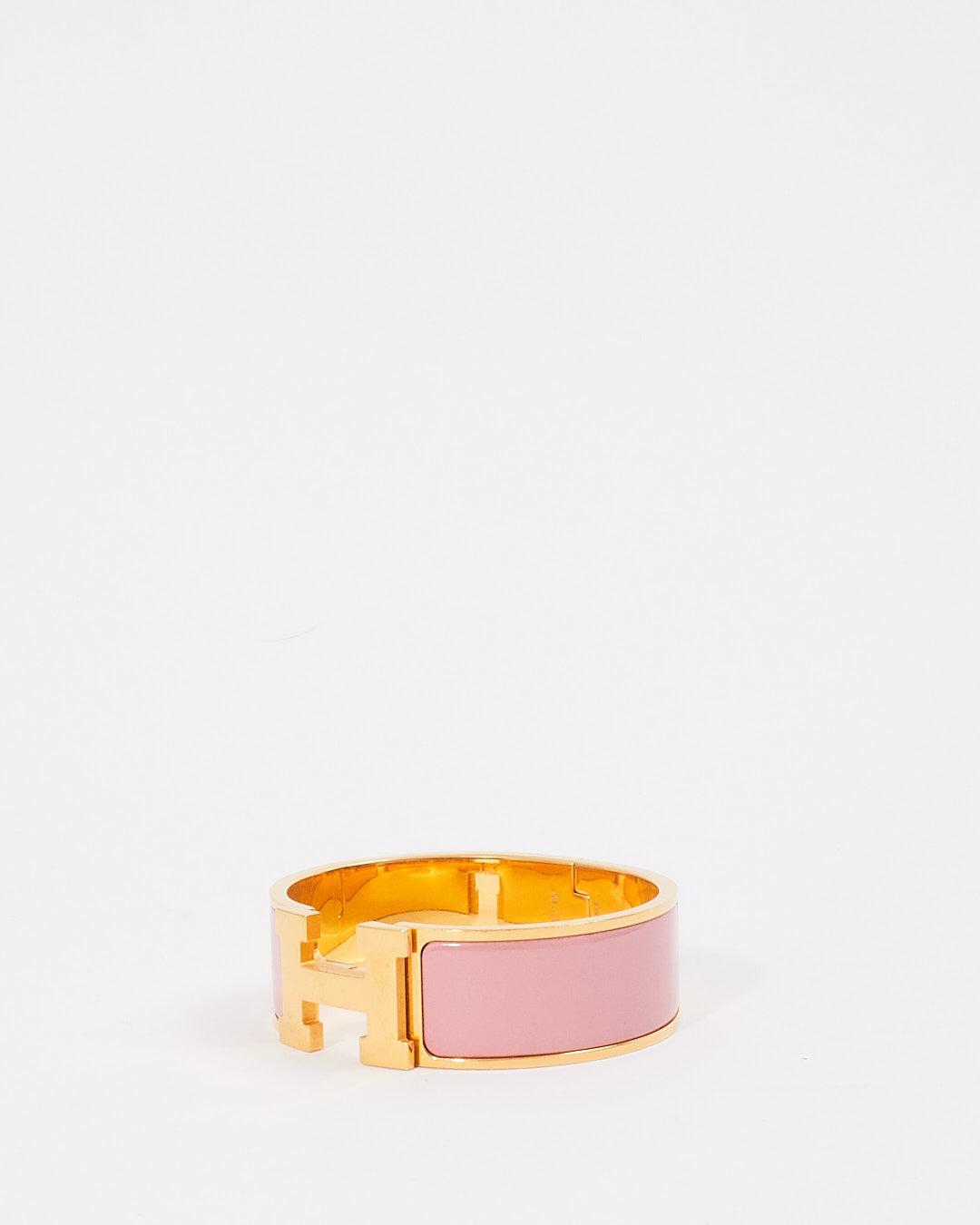 Hermes Gold Tone H Clic Clac Wide Bracelet