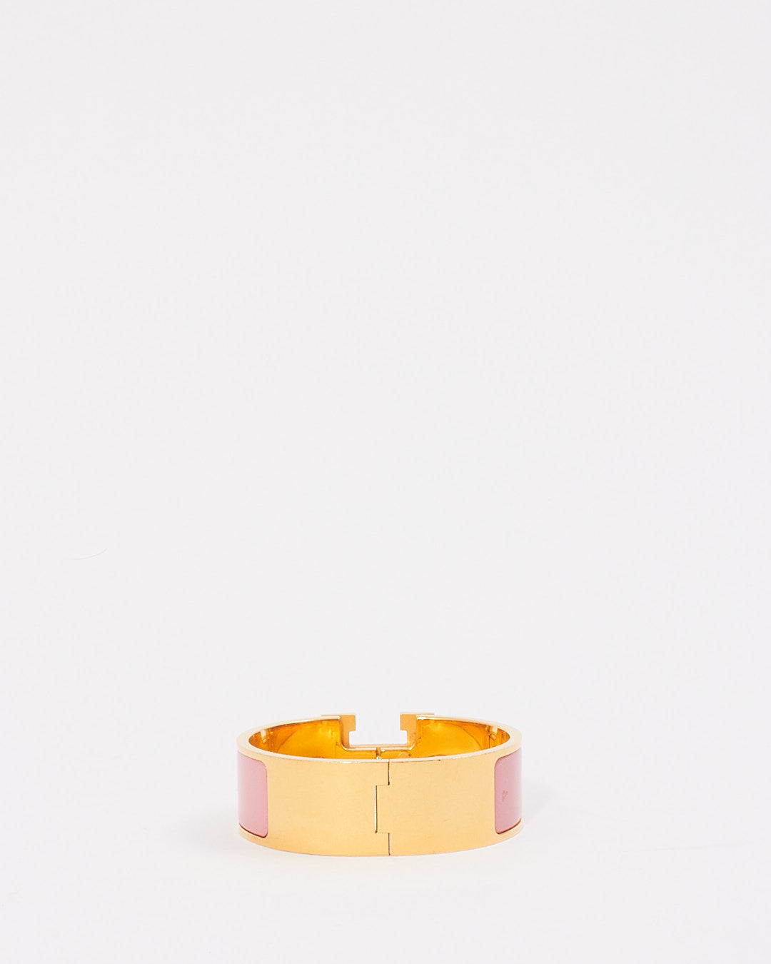 Hermes Gold Tone H Clic Clac Wide Bracelet