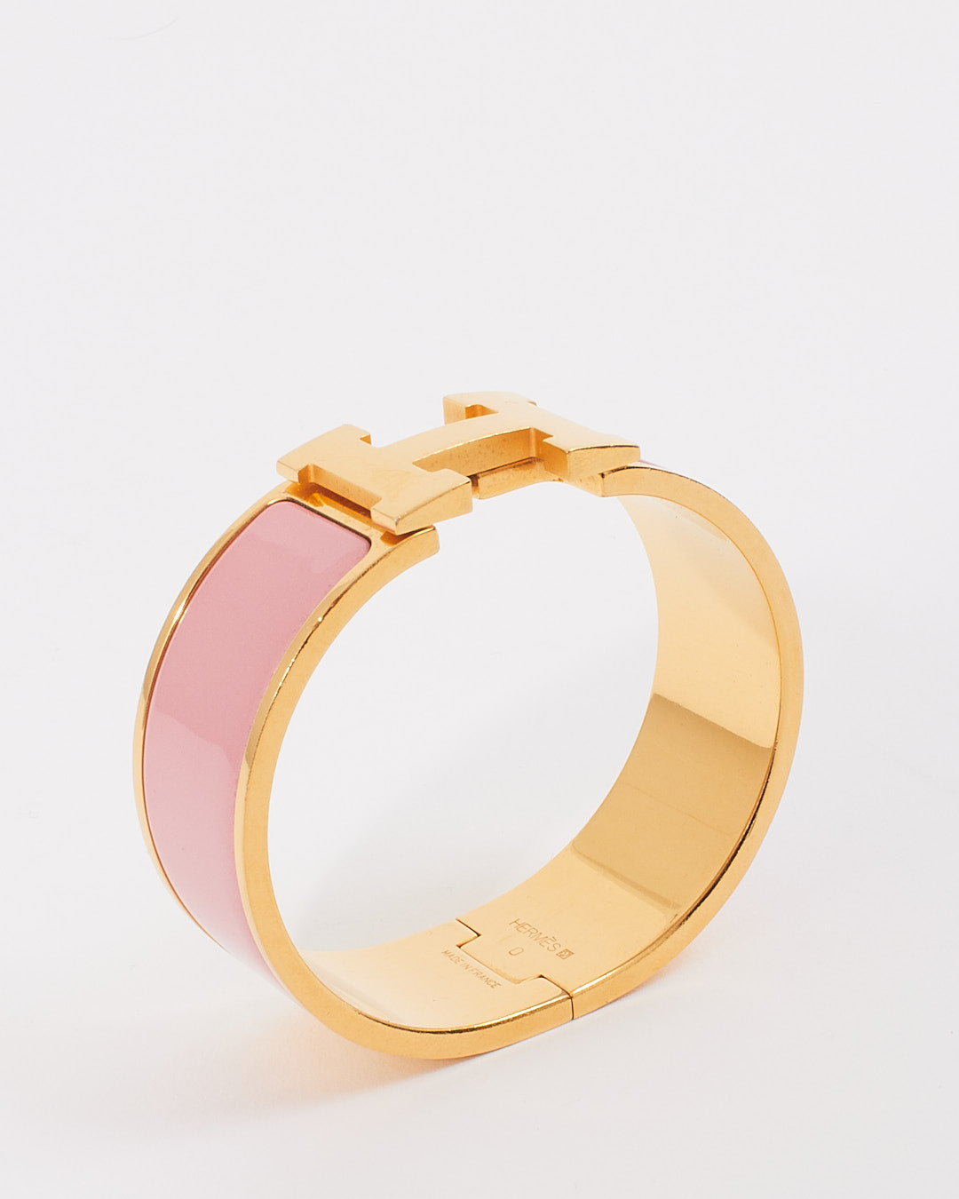 Hermes Gold Tone H Clic Clac Wide Bracelet