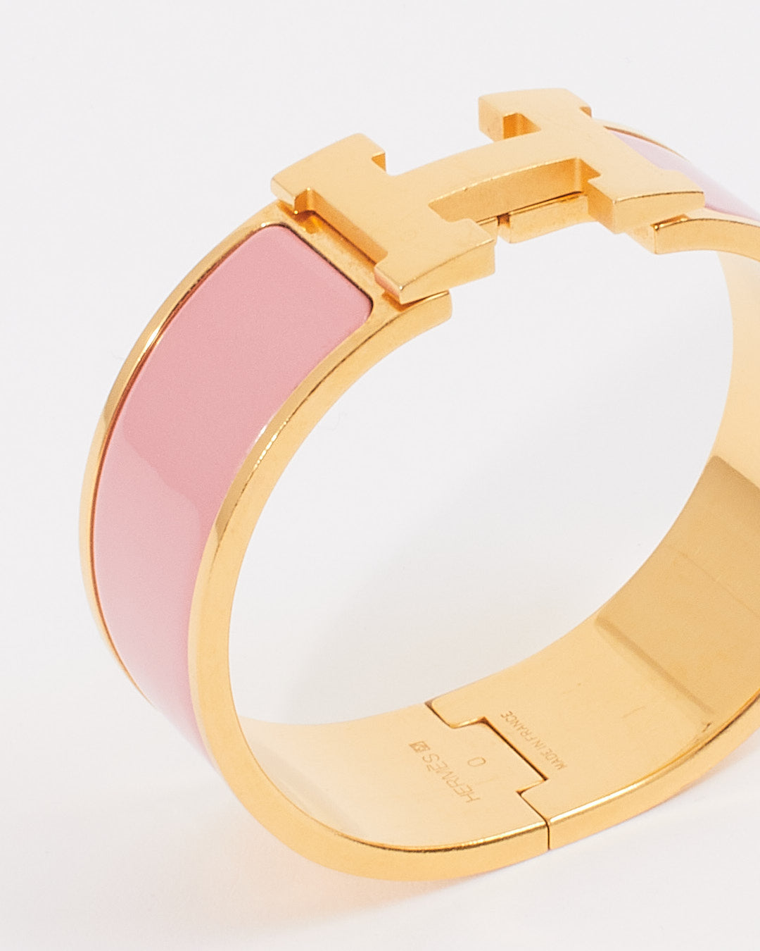 Hermes Gold Tone H Clic Clac Wide Bracelet