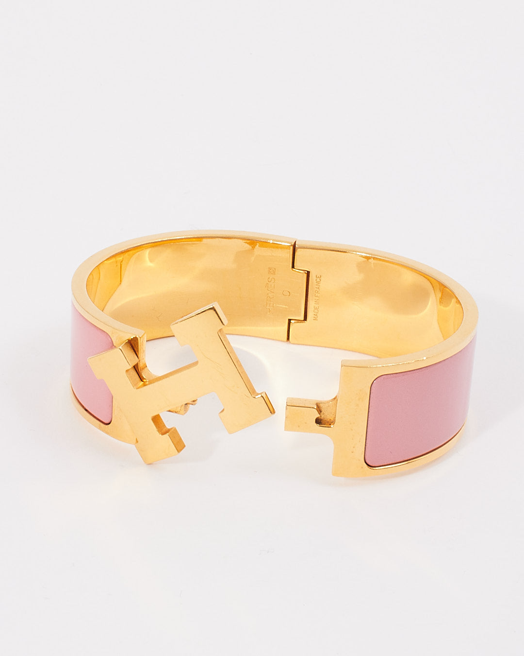 Hermes Gold Tone H Clic Clac Wide Bracelet