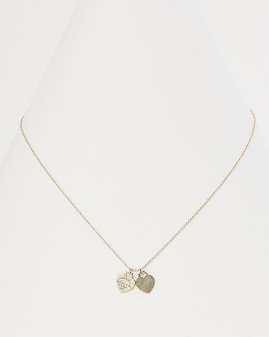 Tiffany & Co. Silver Mini Double Heart Tag Pendant Necklace