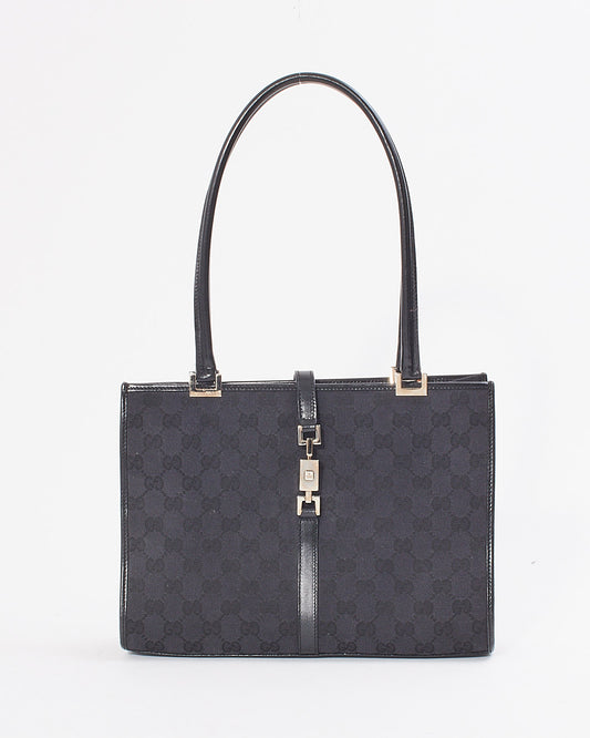 Gucci Black GG Canvas Top Handle Vintage Jackie Bag
