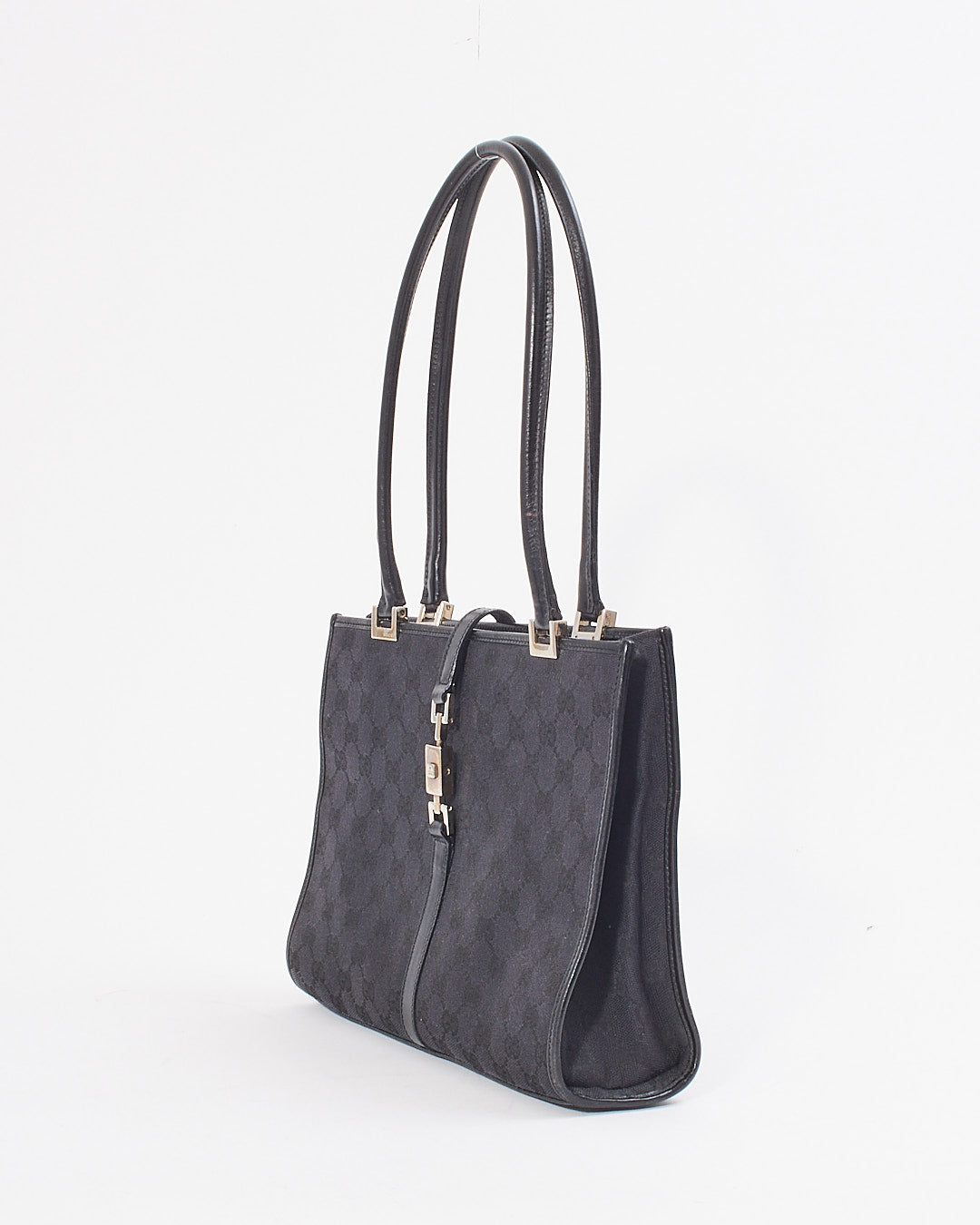 Gucci Black GG Canvas Top Handle Vintage Jackie Bag