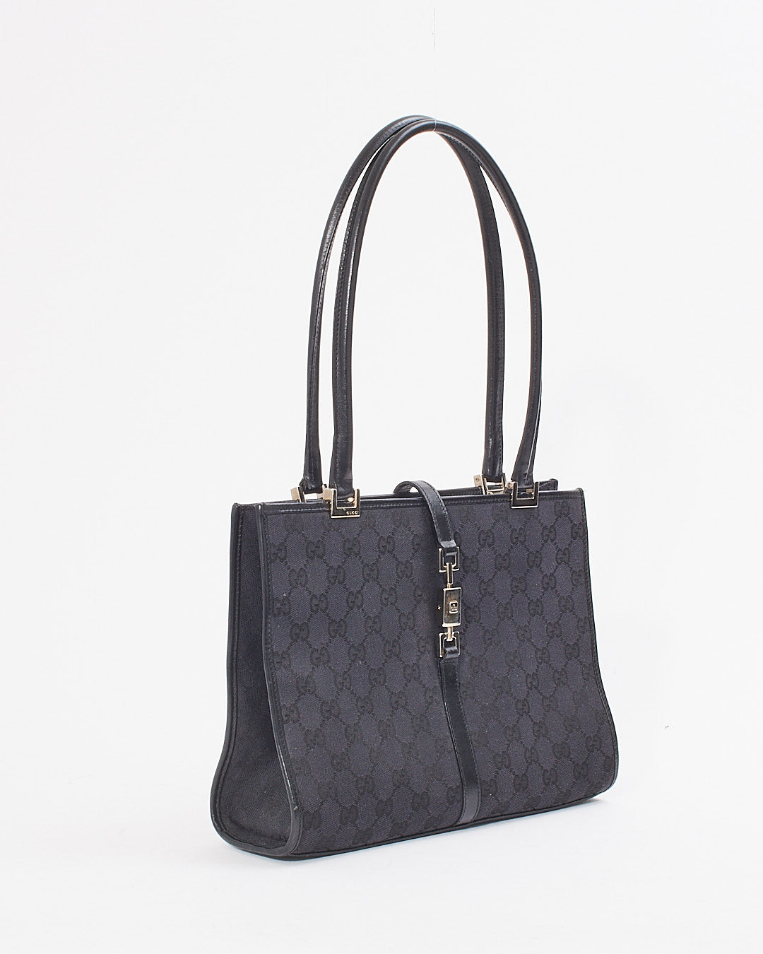 Gucci Black GG Canvas Top Handle Vintage Jackie Bag