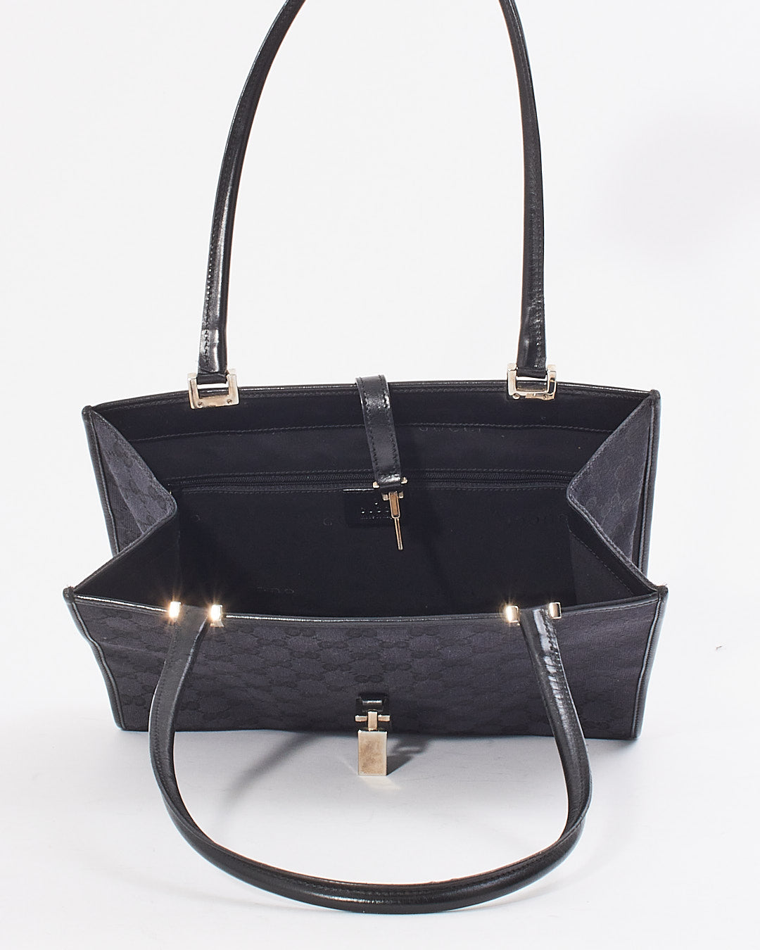 Gucci Black GG Canvas Top Handle Vintage Jackie Bag