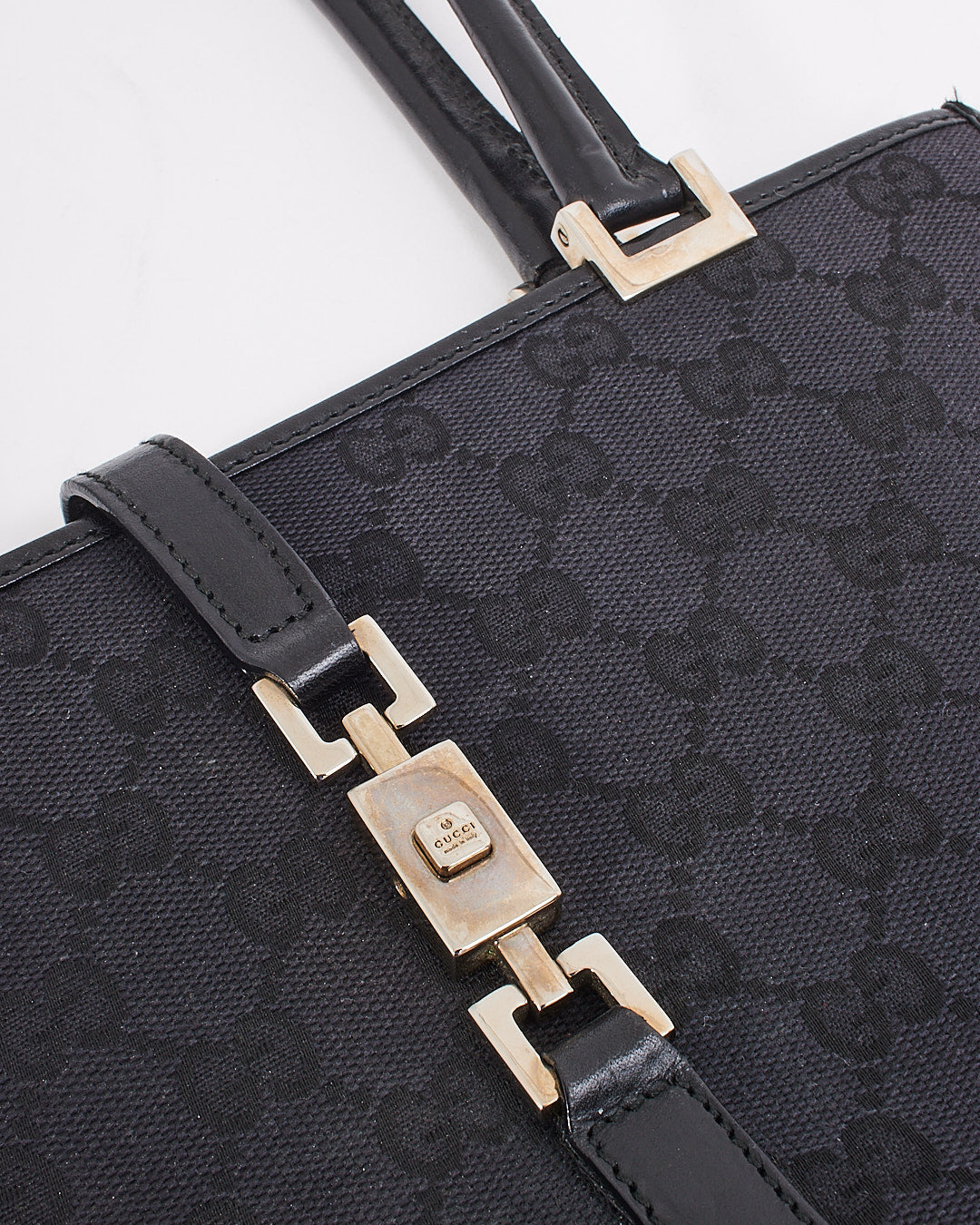 Gucci Black GG Canvas Top Handle Vintage Jackie Bag
