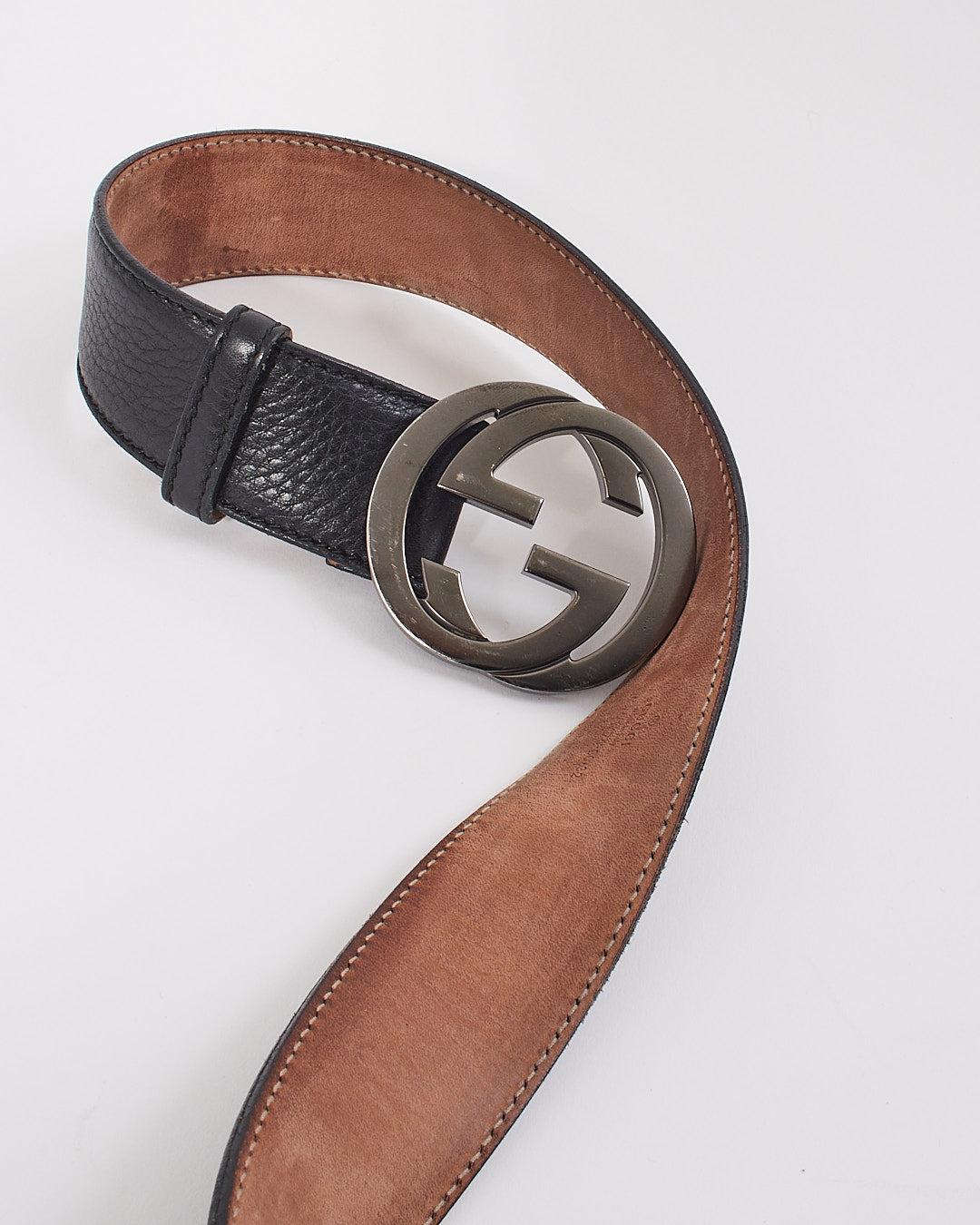 Gucci GG Interlocking Black Leather Belt - 80/32