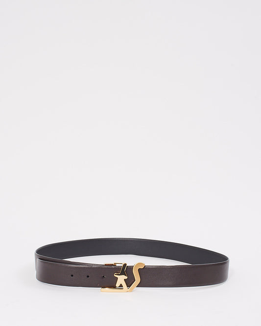 Ferragamo Black/Brown Reversible Leather Belt - 95