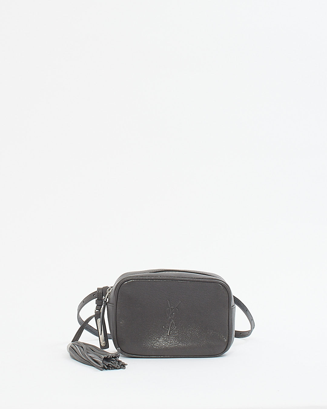 Saint Laurent Grey Leather Embossed Monogram Belt Bag