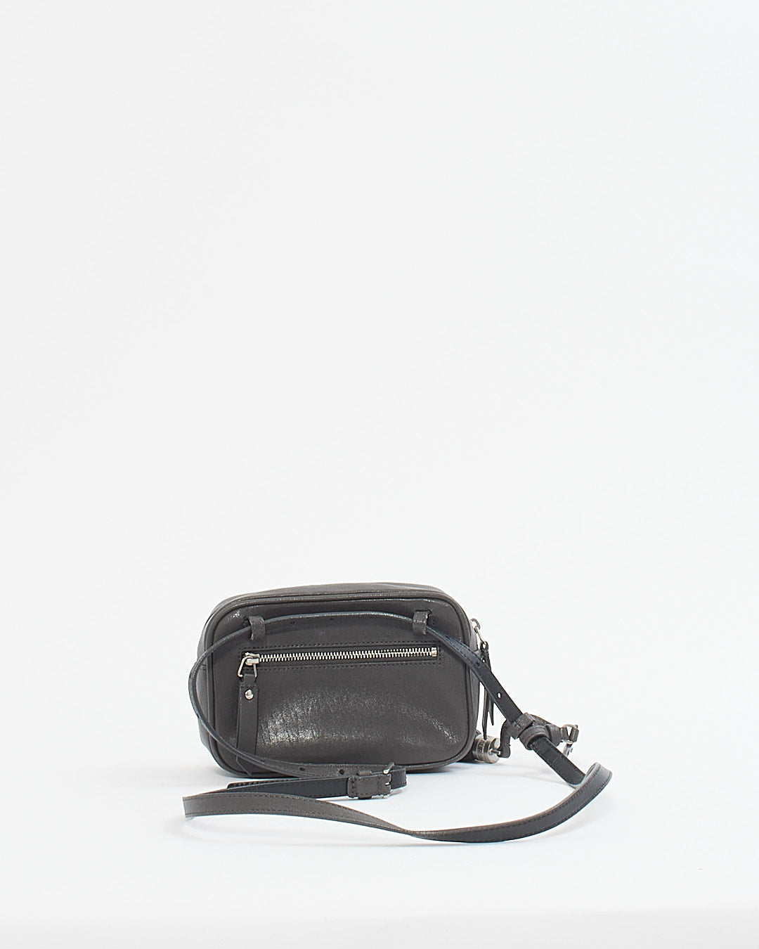 Saint Laurent Grey Leather Embossed Monogram Belt Bag