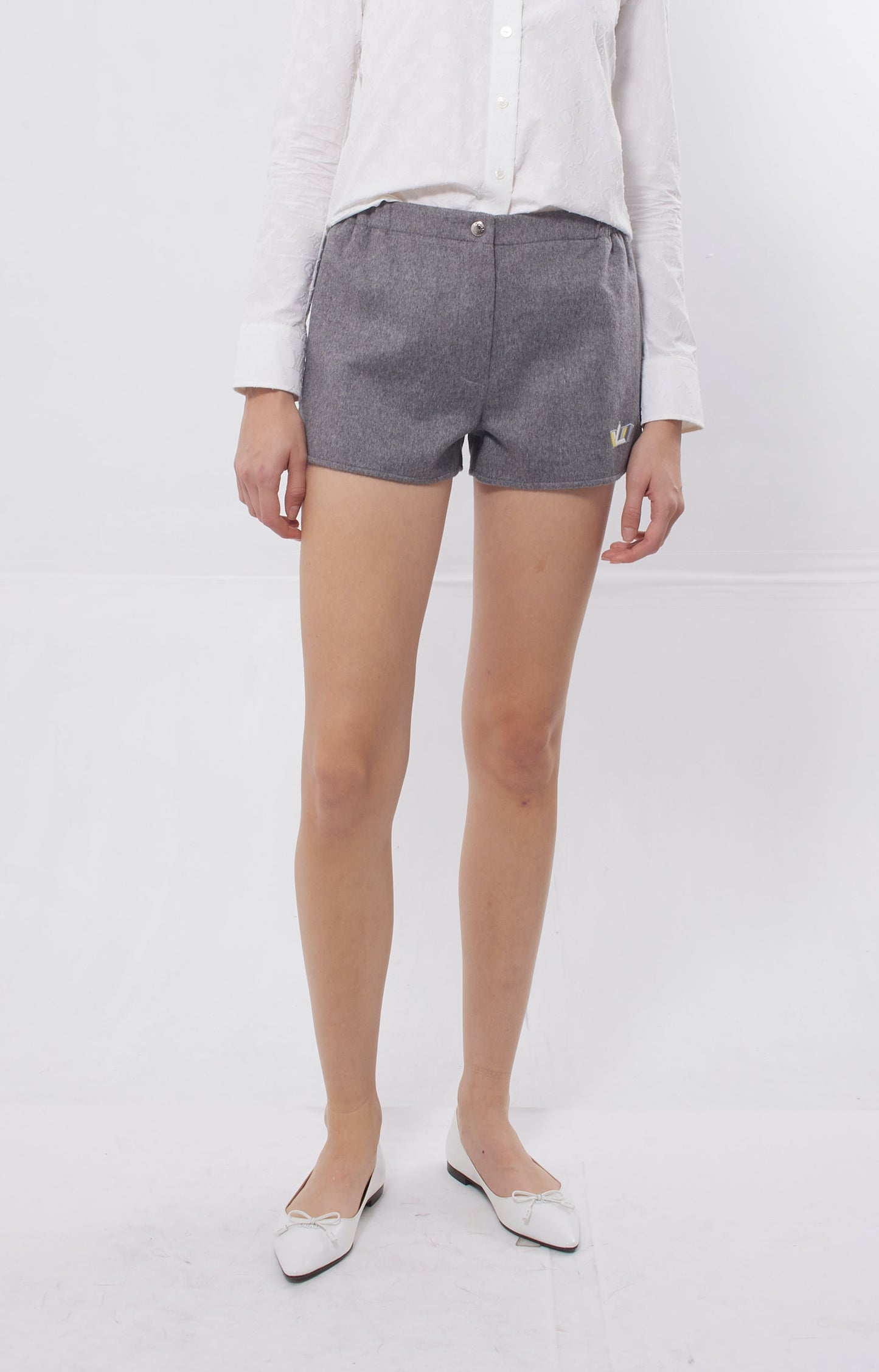 Louis Vuitton Grey Wool Logo Shorts - 36