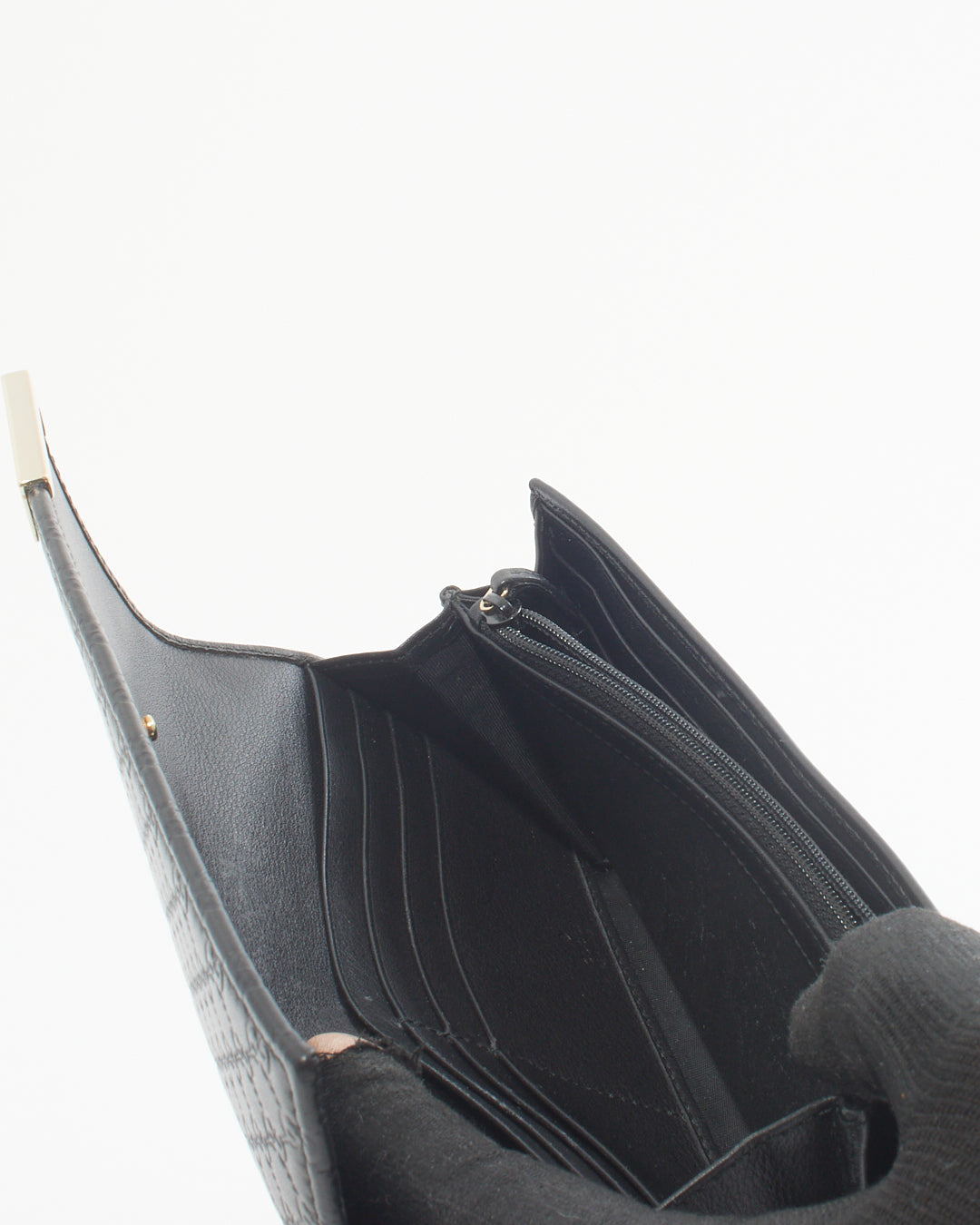 Portefeuille continental à rabat en cuir imprimé GG noir Gucci