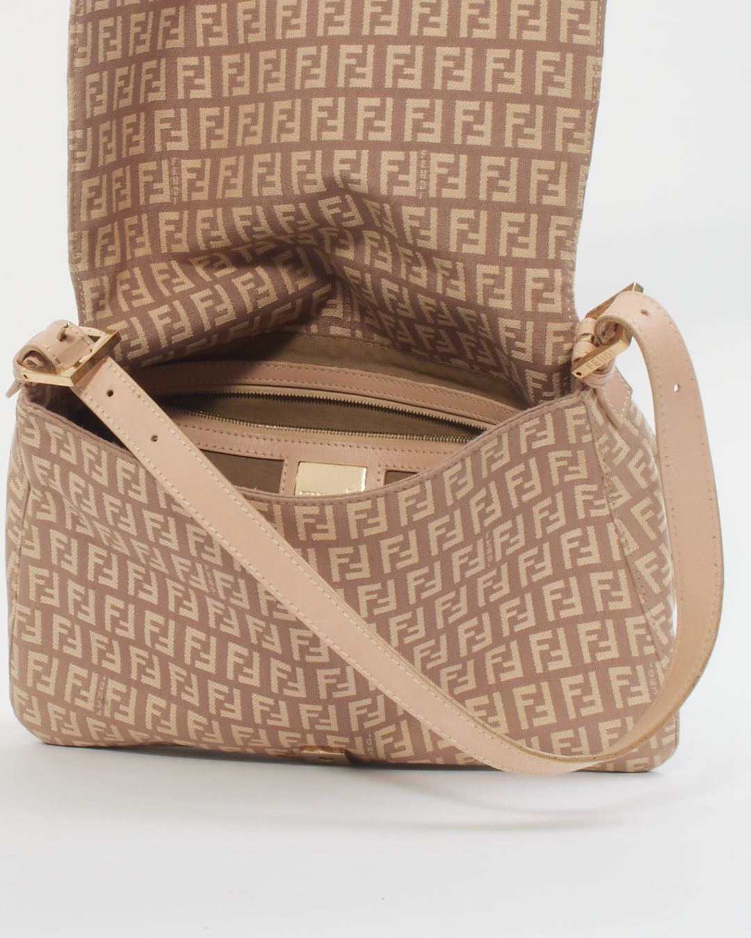 Fendi Sac baguette Mama Forever en toile imprimée courgettes violet/crème