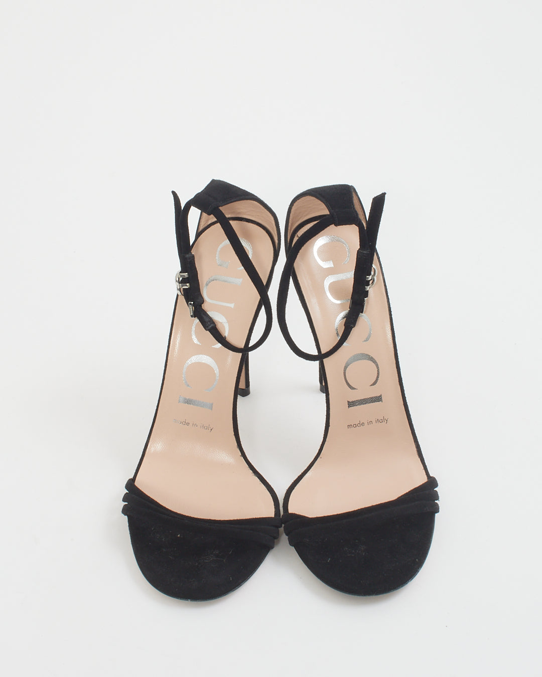 Sandales à talons à lanières Gucci en daim noir Crystal GG - 36