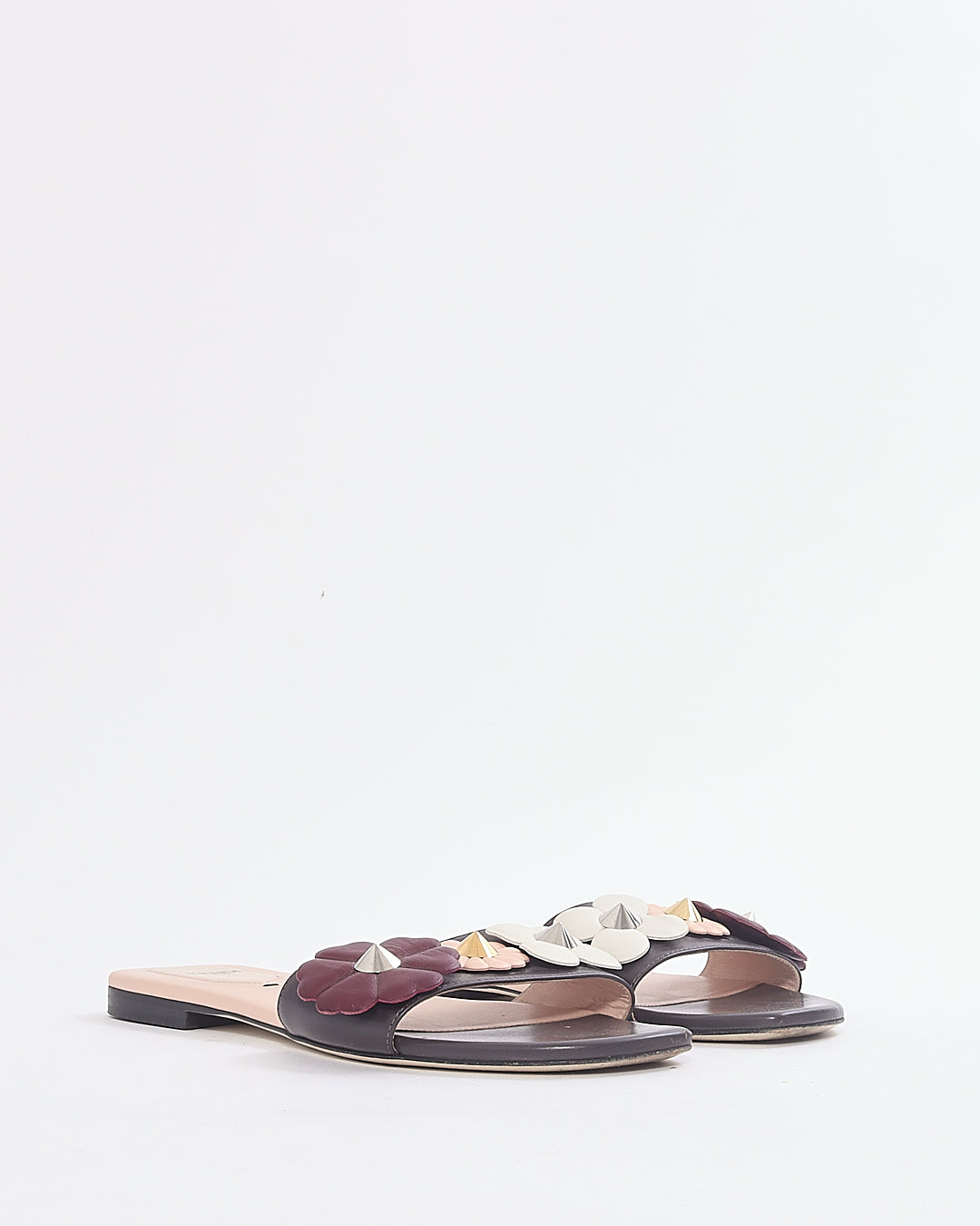 Fendi Grey Multi Floral Cut Out Accent Sandals - 38 BOUGHT AT COST