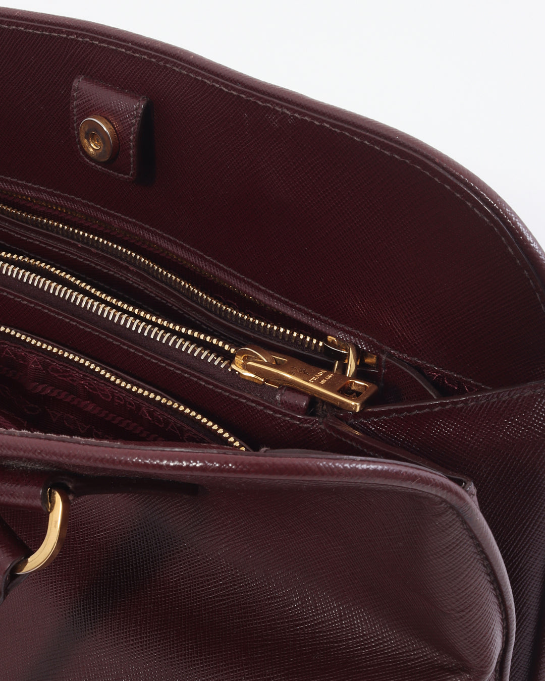Prada Burgundy Patent Saffiano Leather Vernice Open Promenade Bag