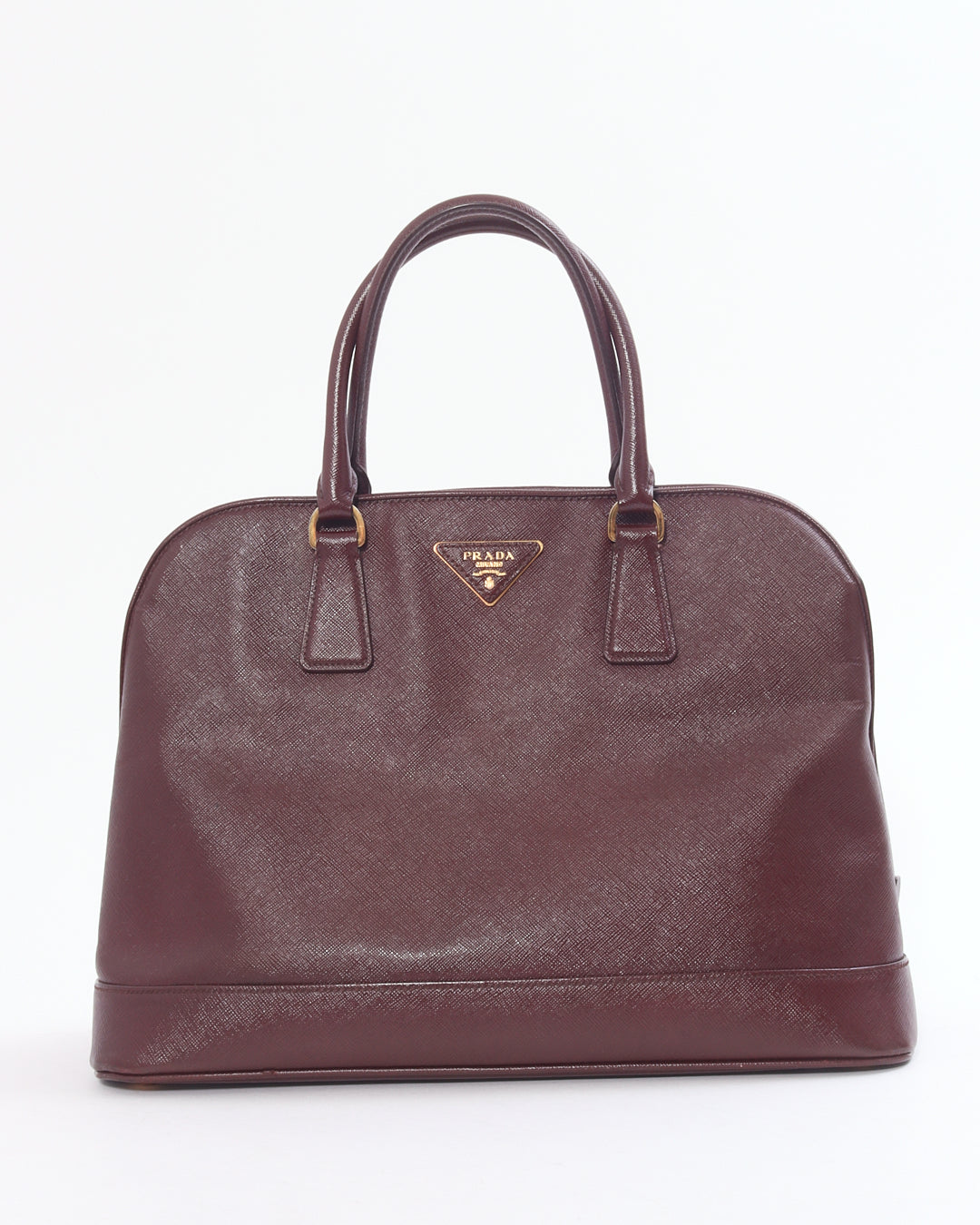 Prada Burgundy Patent Saffiano Leather Vernice Open Promenade Bag