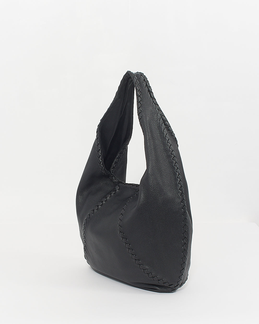 Bottega Veneta Black Leather Hobo Shoulder  Bag