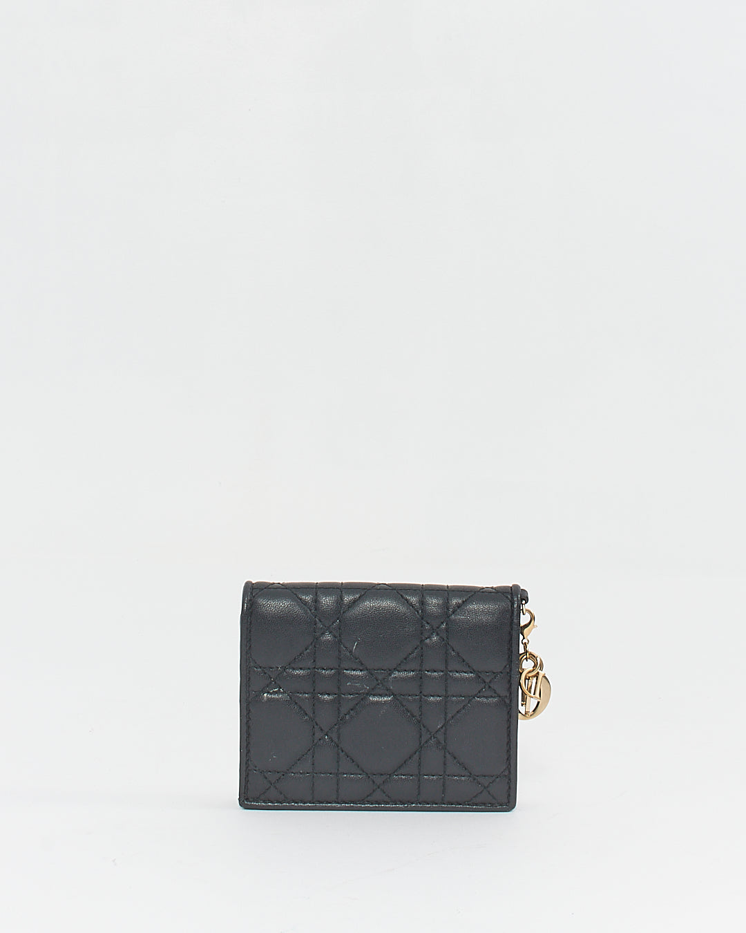 Portefeuille Cannage Mini Lady Dior en cuir de veau noir Dior