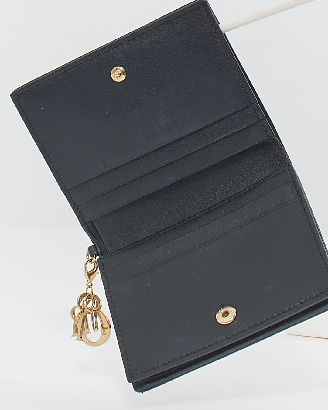 Dior Black Calfskin Cannage Mini Lady Dior Wallet