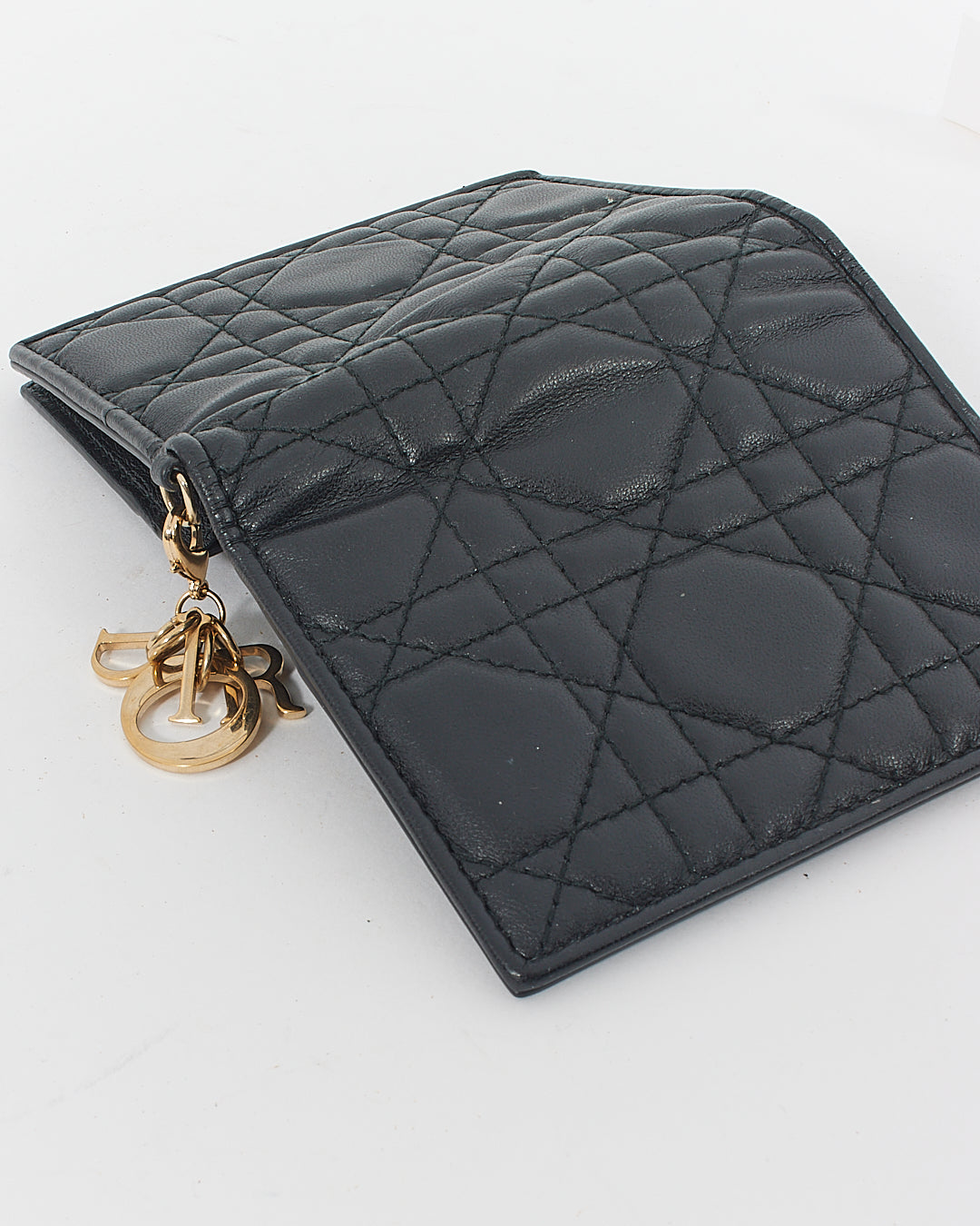 Dior Black Calfskin Cannage Mini Lady Dior Wallet
