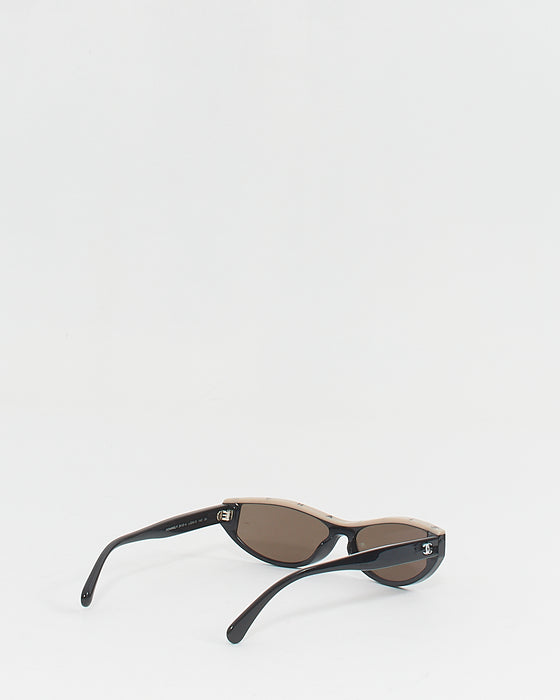 Chanel Black/Beige Acetate Oval 5415-A Sunglasses