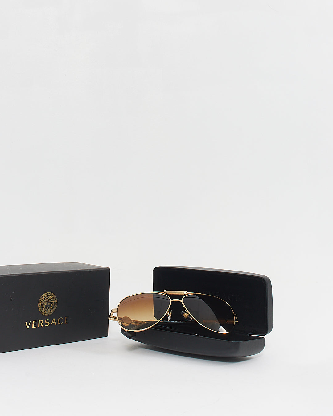 Versace Gold/Black Polis Aviator 2236 Sunglasses