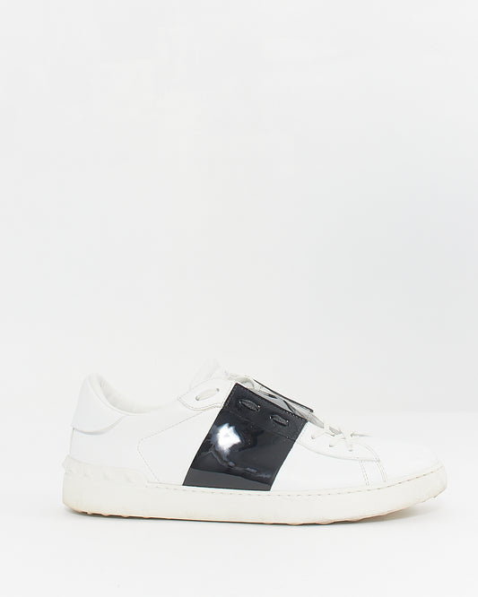 Valentino Men's White/Black Calfskin Leather Open Sneaker - 45