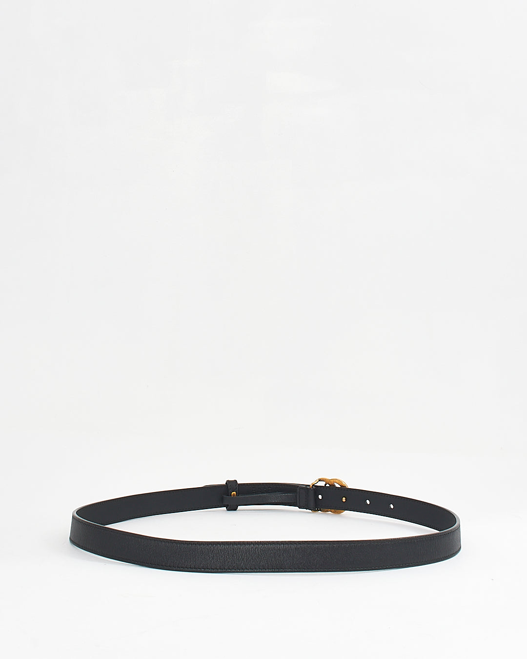 Gucci Black Leather GG Marmont Thin Belt - 90/36