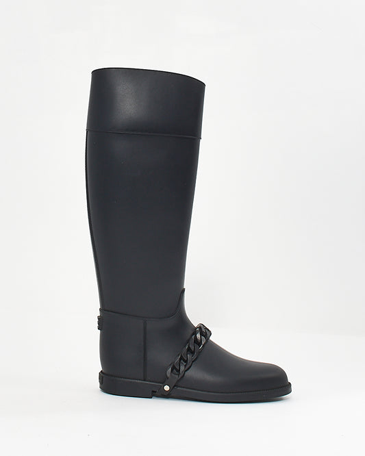 Givenchy Black Chain Rubber Rain Boots - 37