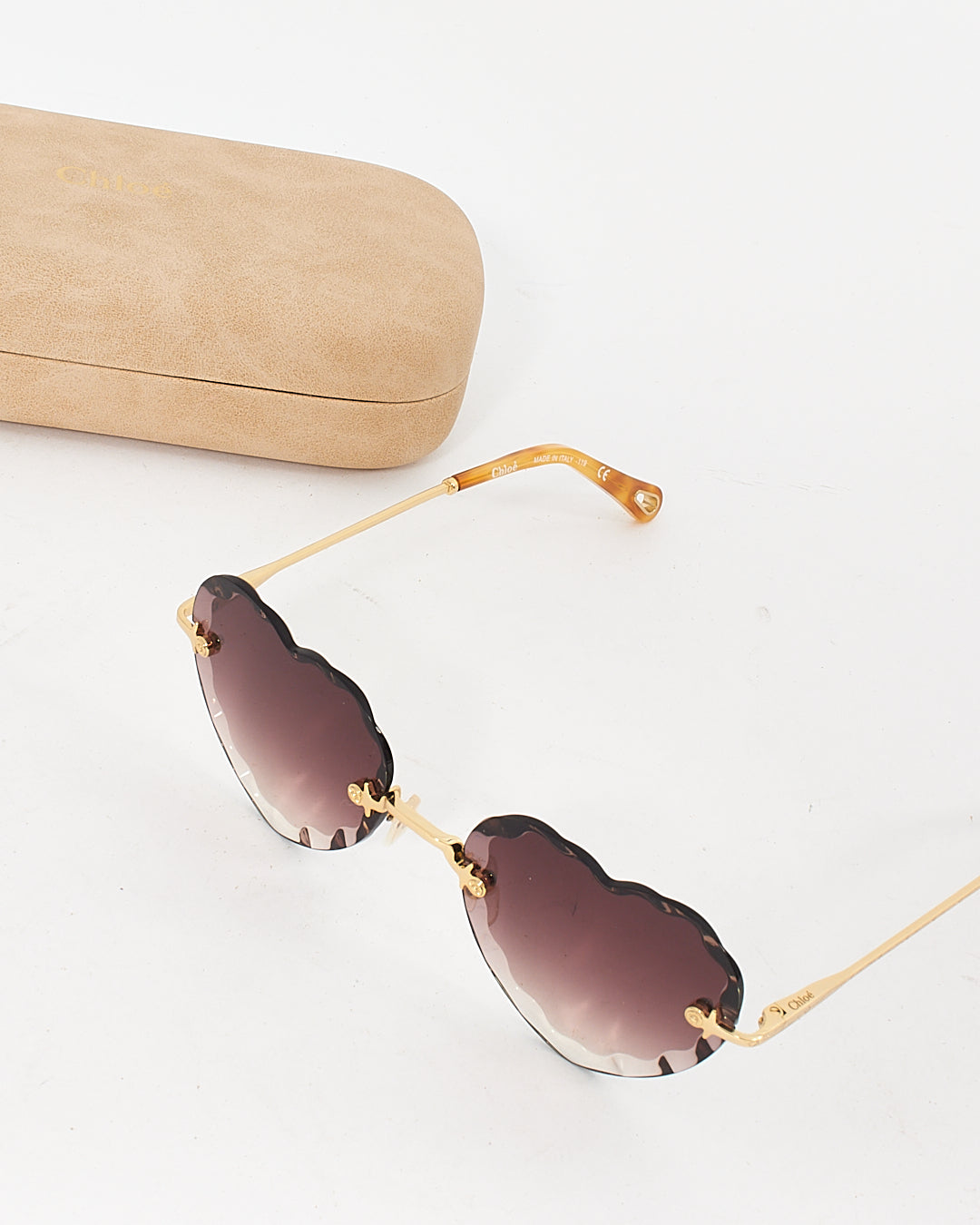 Chloé Purple Gradient CE150S Gold Frame Heart Sunglasses