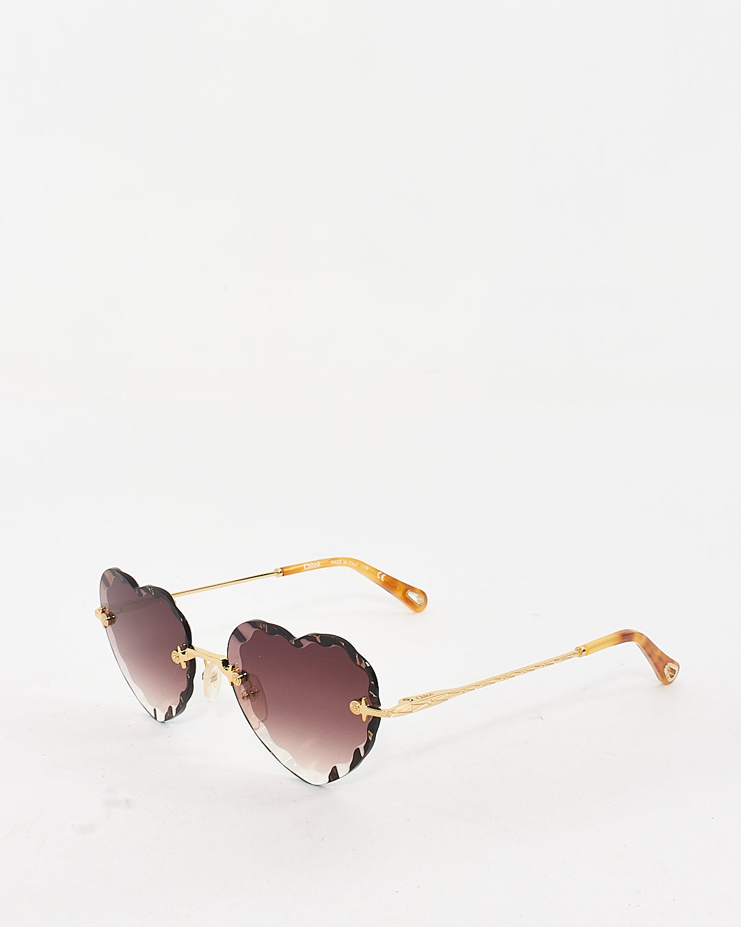 Chloé Purple Gradient CE150S Gold Frame Heart Sunglasses