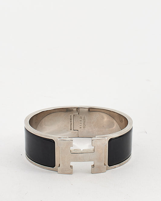 Hermès Black and Silver H Clic Clac Bracelet - GM
