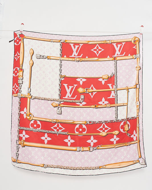 Louis Vuitton Red Confidential Monogram Giant Square Silk Scarf
