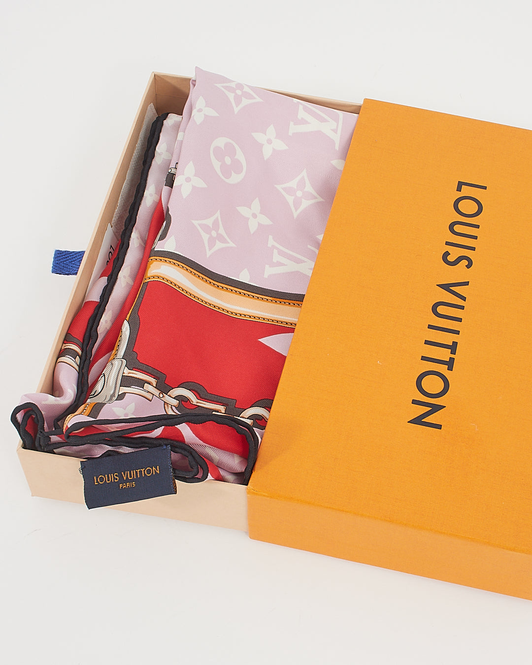 Écharpe carrée géante en soie monogramme confidentiel rouge Louis Vuitton