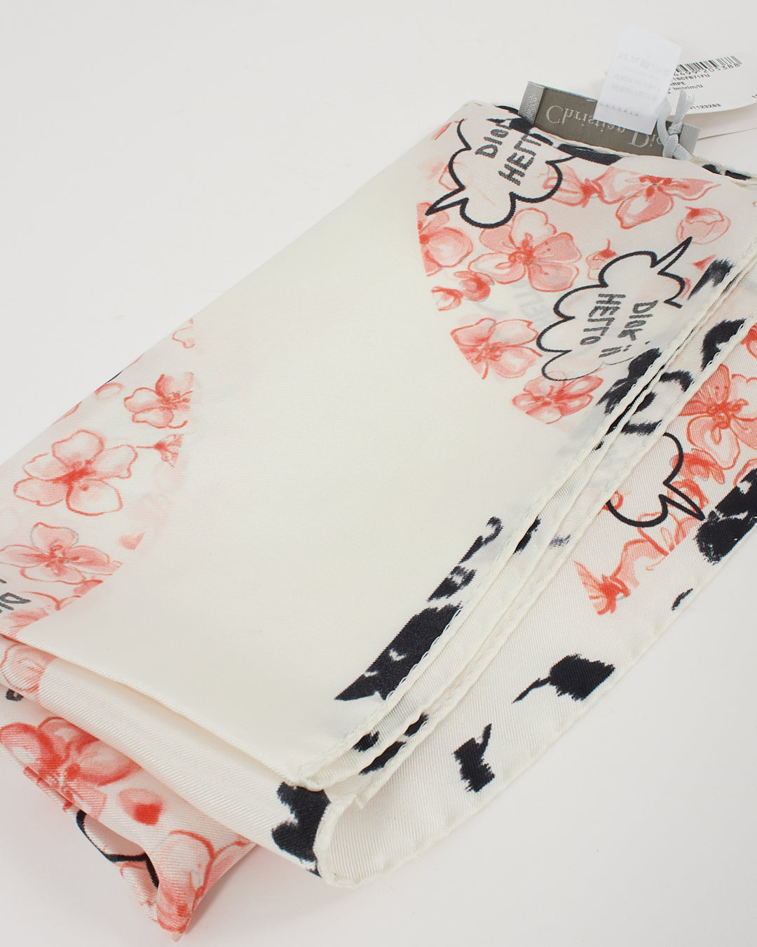 Écharpe bandana en soie Hello Dior à fleurs blanches Dior