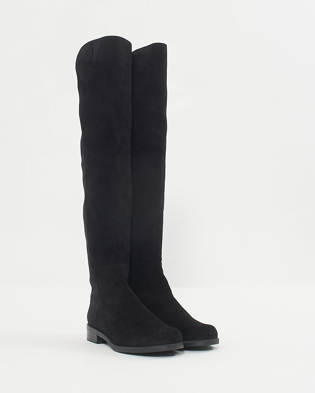 Stuart Weitzman Black Suede 50/50 Stretch Over-the-Knee Boots - 35.5