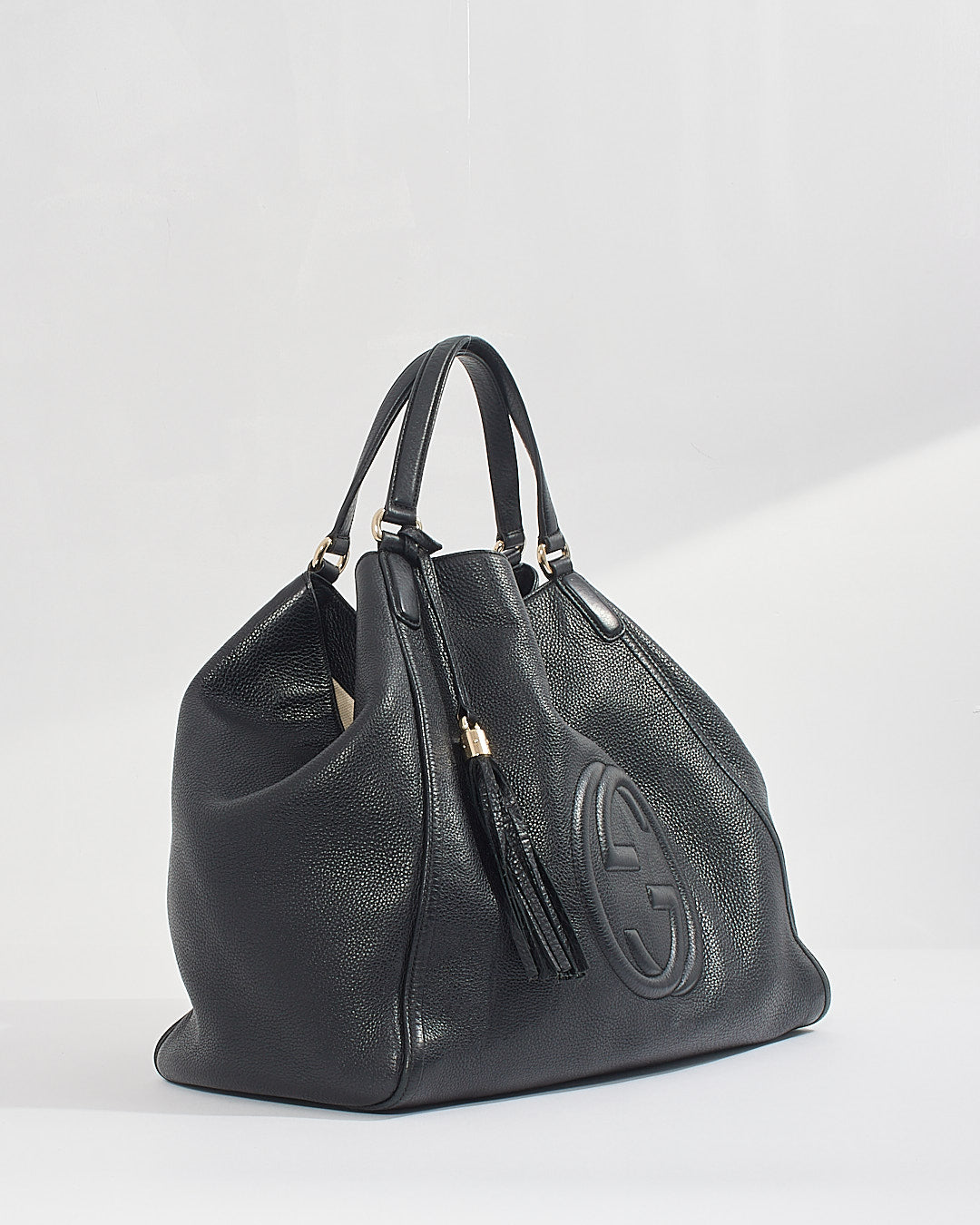 Gucci Black Pebbled Leather Large Soho Tote Handbag