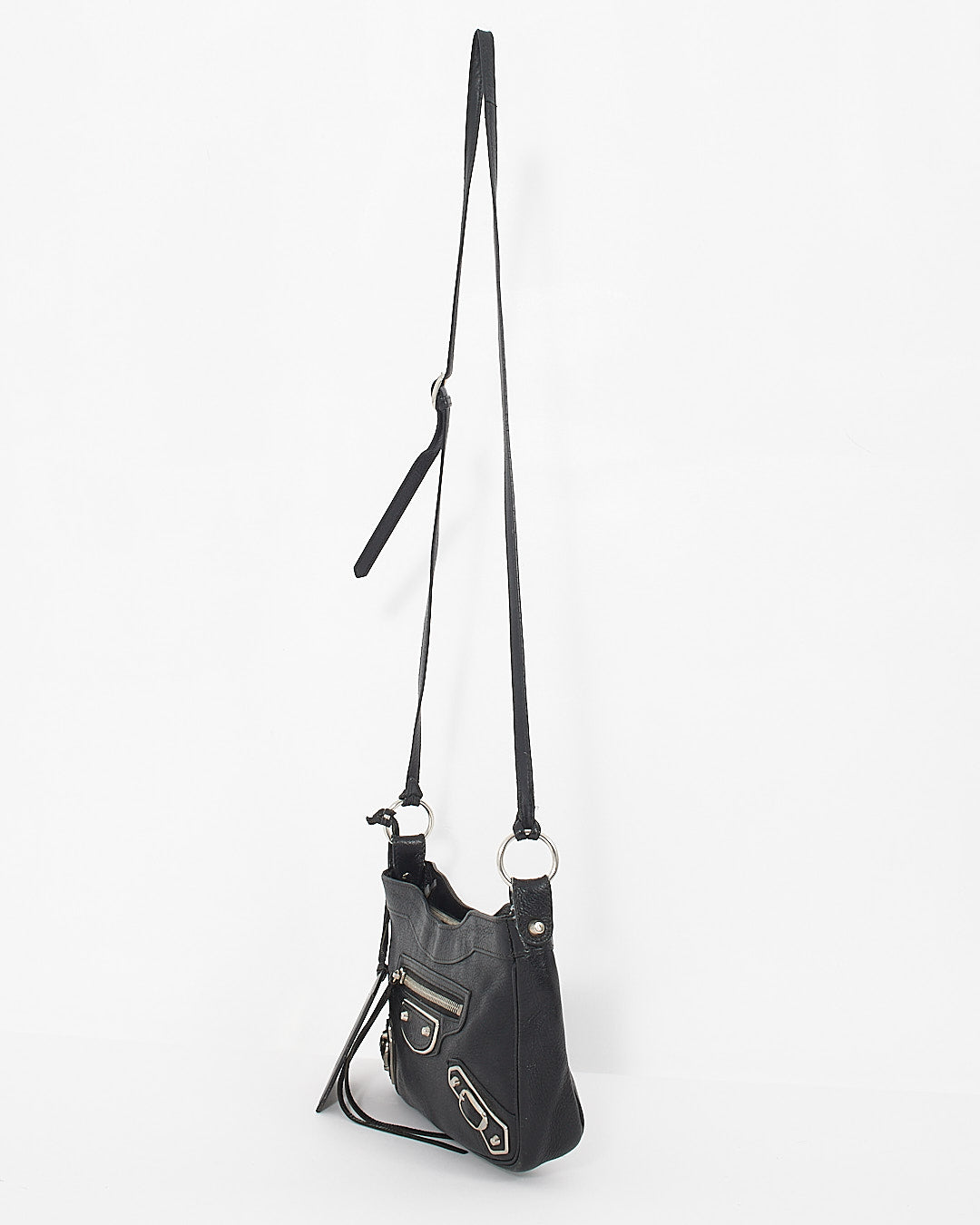 Balenciaga Sac bandoulière noir à bords métallisés