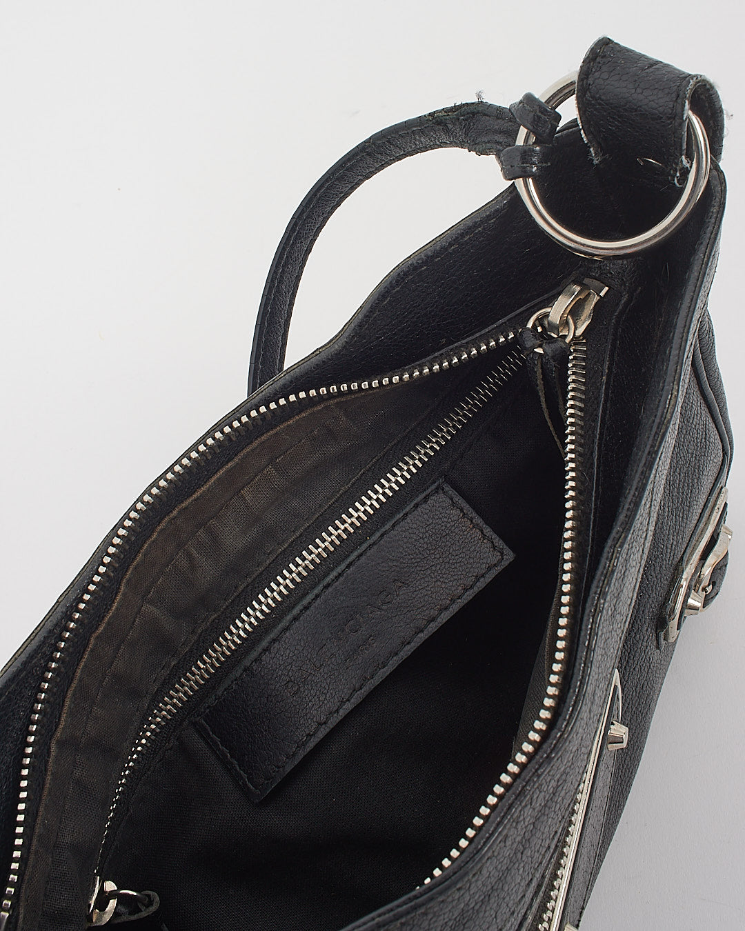 Balenciaga Sac bandoulière noir à bords métallisés